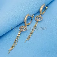 Сережки вісюльки під Chaneli, з цирконієм, англ.замок, позолота Xuping