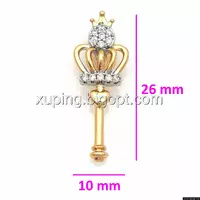 Кулон Золотой Ключик, с короной, вставка цирконий, позолота+родий Xuping