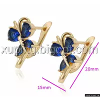 Сережки Метелик з синім цирконієм, англ.замок, позолот Xuping, 18К