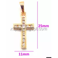 Крестик позолоченный, инкрустация циркония