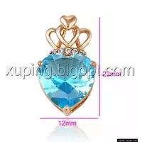 Кулон позолоченный, Голубой цирконий в форме сердца