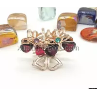 Заколка-краб золотистая, Две бабочки с разноцветными камнями