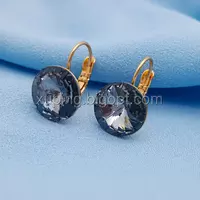 Сережки Swarovski, темно сірий, позолота Xuping