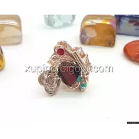 Заколка-краб золотистая, Ажурная корона с разноцветными камнями