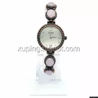 Часы KIMIO на браслете, вставка: розовый камень, длина браслета 20, циферблат 25мм