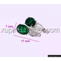 Сережки родовані, Класика з зеленим цирконієм, англ.замок, Xuping
