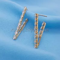 Сережки гвоздики, Ламана Доріжка, з мигдалевидним цирконієм, позолота  Xuping
