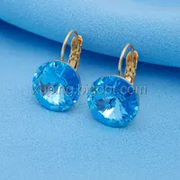 Сережки Swarovski,  блакитний, позолота Xuping