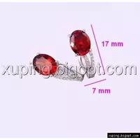 Сережки родовані, Класика з червоним цирконієм, англ.замок, Xuping