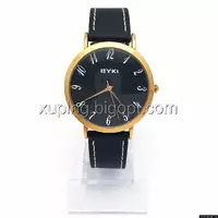 Часы EYKI под золото, на черном ремешке, длина ремешка 17,5-21,5см, циферблат 38мм