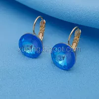 Сережки Swarovski, колір блакитний, позолота Xuping