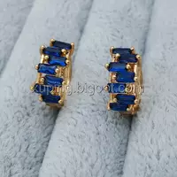 Сережки Зигзаг з синім цирконієм, позолота Xuping, 18К
