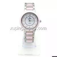 Часы EYKI Серебристые на браслете с розовой вставкой, р.18см, циферблат 32мм